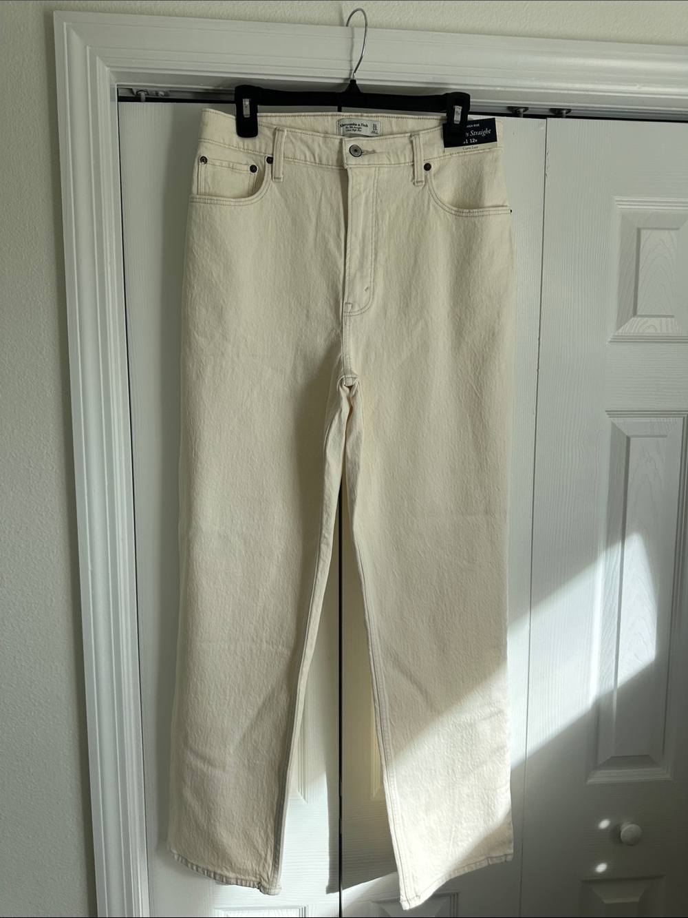 Abercrombie & Fitch Cream Straight-Leg Jeans